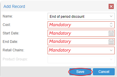 Add Record - End of Period Discount 1.0