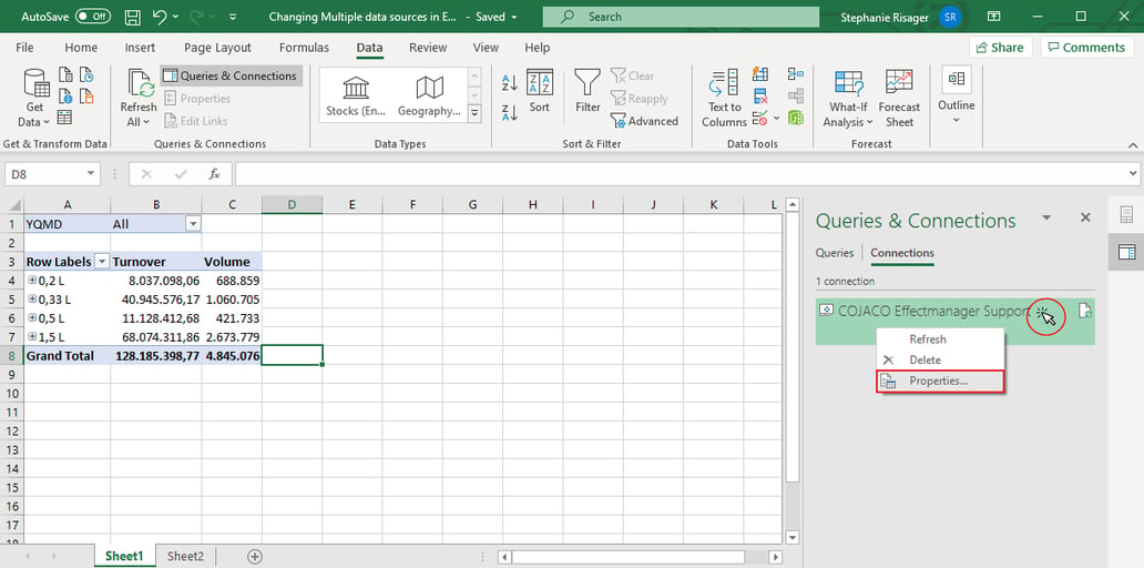 How to change your data source in Excel