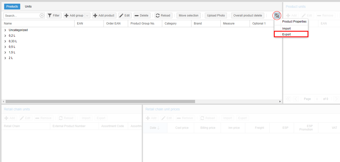 How to manually create Units - Product export file